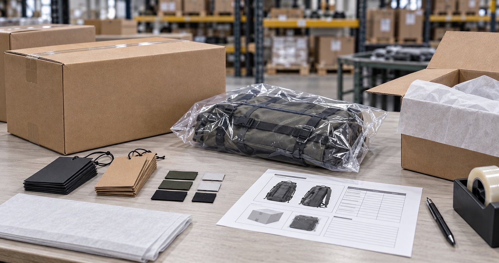 Custom bag packaging preparation