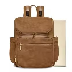 Suede Travel Diaper Backpack